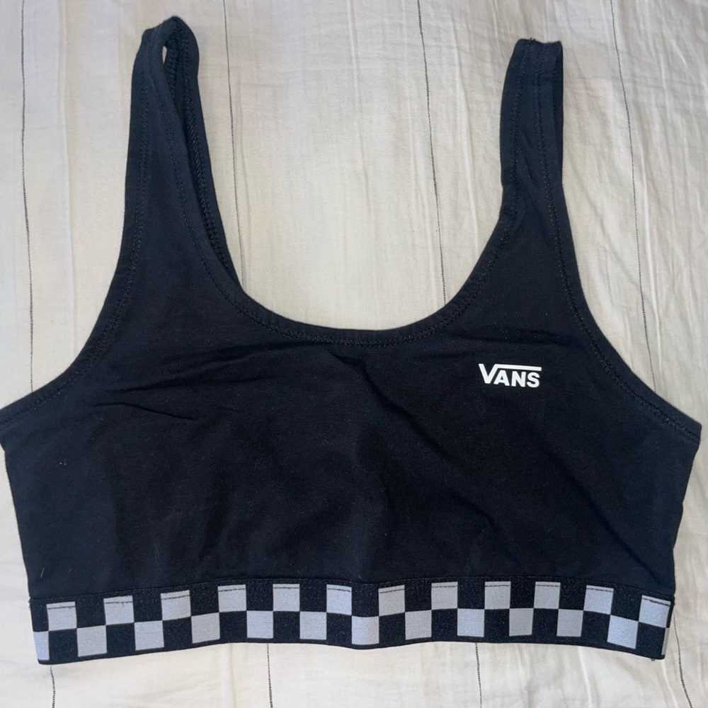 Vans Size Medium Black & Checkered band Bralette. Unlined